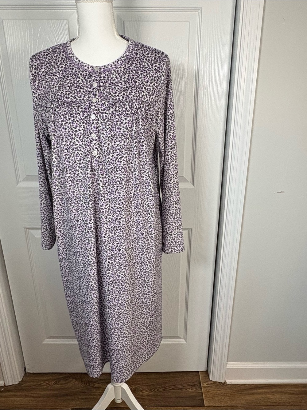 Aria Floral Fleece Nightgown M Midi Cottagecore Grannycore Cozy